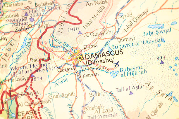 damaskus, syrien - syria map cartography damascus stock-fotos und bilder