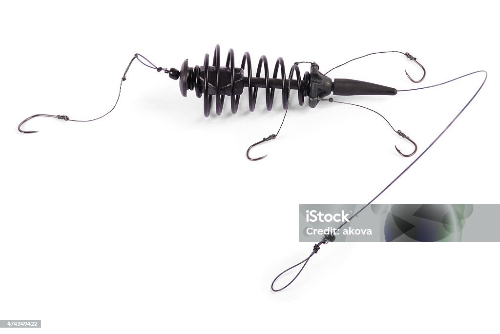 Feeder For Fishing And Fishing Line With Hooks Stock Photo - Download Image  Now - iStock