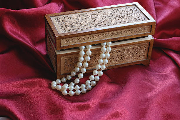 istock jewelry box on red background Pearl Rose 474349750