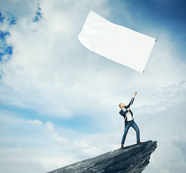 Free Stock Photo of Man with Flag on Top of Mountain | Download Free ...