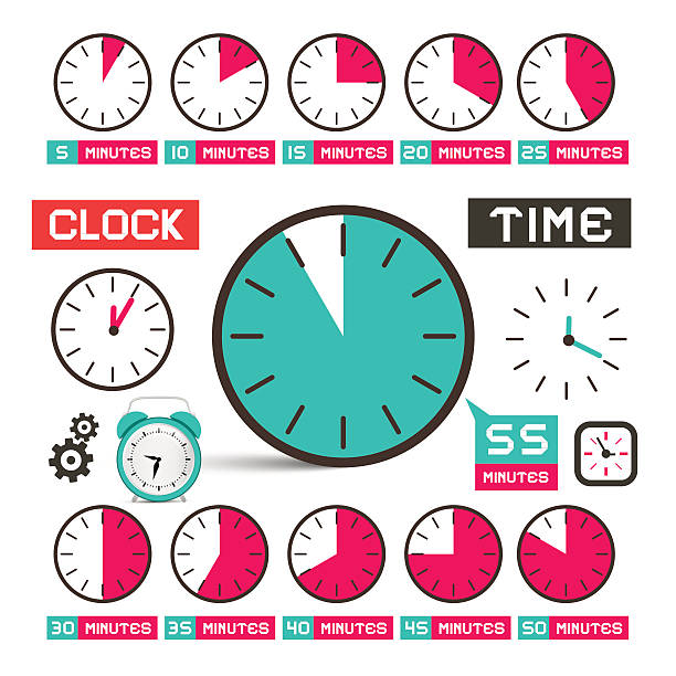 clock-zeit vektor icons set - 10 seconds or greater stock-grafiken, -clipart, -cartoons und -symbole