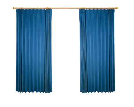 blue curtain isolated on white background
