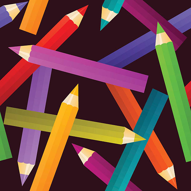 seamless colorful pencils vector art illustration