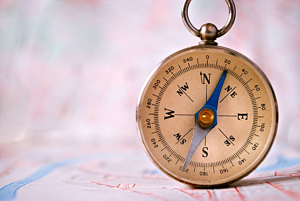 istock Compass Instrument Standing on Top of Map 474352096