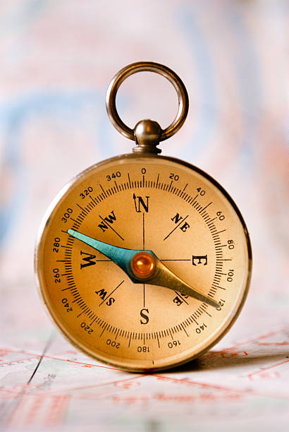 istock Compass Instrument Standing on Top of Map 474352100