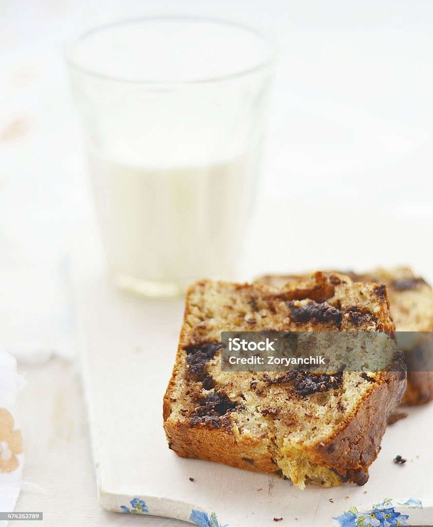 homemade banana and chocolate cake Banana Stock Photo