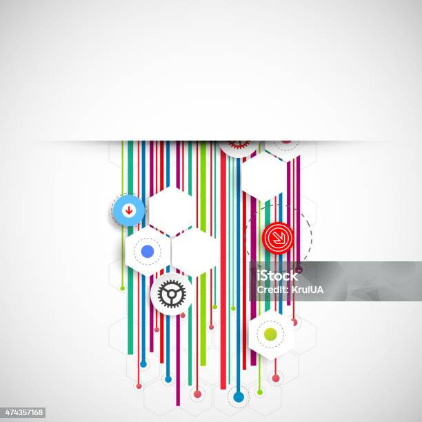 Color Lines Technology Abstract Background Stock Illustration - Download Image Now - 2015, Abstract, Art