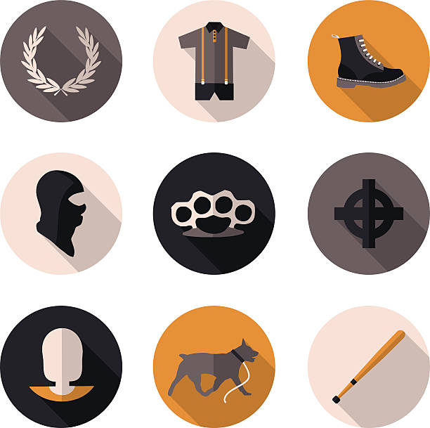 flat icons skinhead flat icons skinhead in vectors format skinhead haircut stock illustrations
