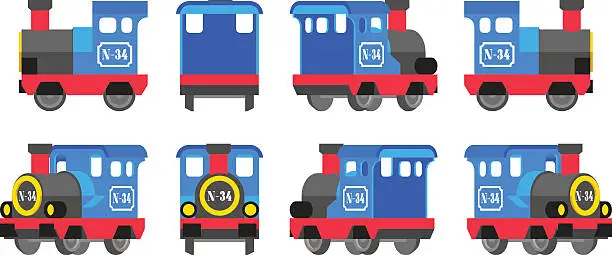 Vector illustration of Light blue toy locomotive