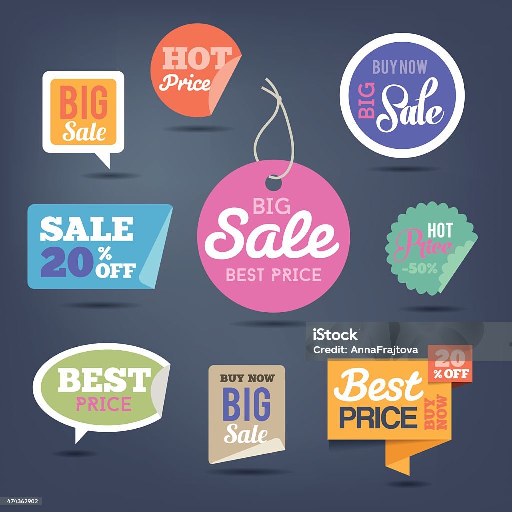 Sales Labels and Stickers - Best Price, Special Offer Collection of sales labels and stickers for web or print. This file is saved in EPS10 format. 2015 stock vector