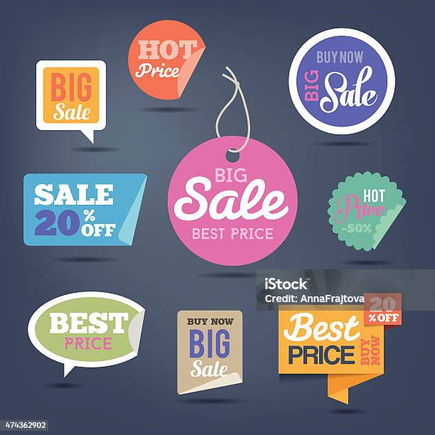 Sales Labels And Stickers Best Price Special Offer Stock Illustration - Download Image Now