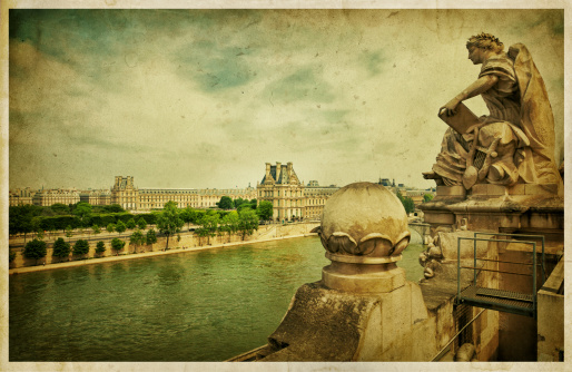 The Louvre Museum on the Seine, Paris. Vintage Photo.