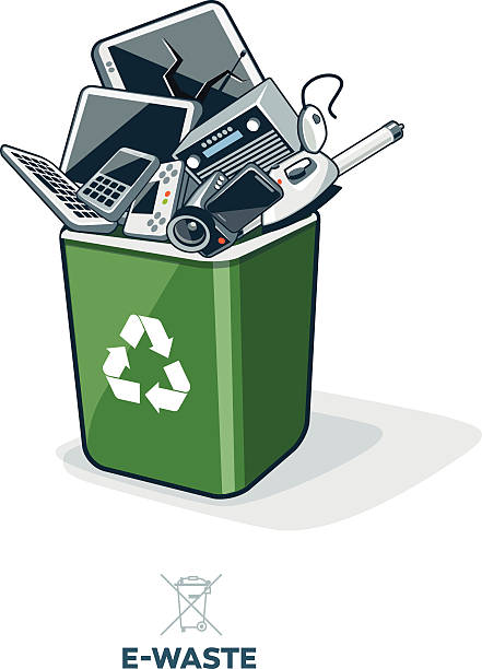 illustrations, cliparts, dessins animés et icônes de e-déchets et poubelle de recyclage - electrical equipment obsolete electronics industry old
