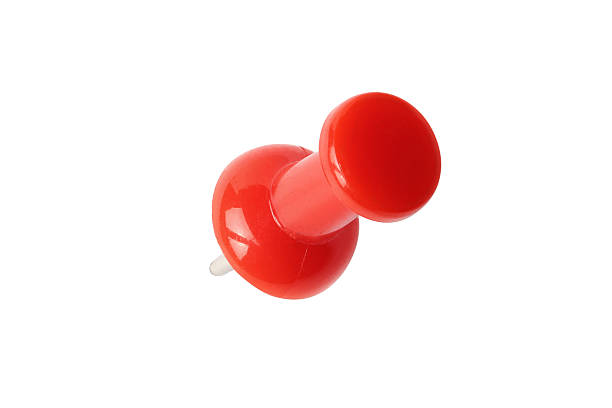 istock Isolated top view of red drawing pin with path 474370644