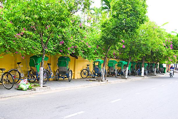 Typical old house with yellow wall, paper flower