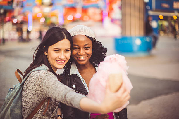 istock Taking selfie in the amusement park 474374128