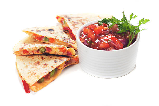 Quesadillas with cheese and vegetables stock photo