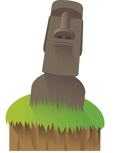 moai-wyspa de pascua - easter island moai statue chile sculpture stock illustrations