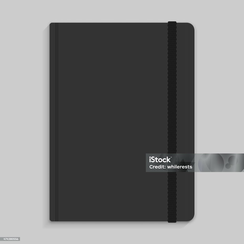 Moleskin notebook mit schwarzem Elastik-band, Vektor-Bild - Lizenzfrei Notizbuch Vektorgrafik