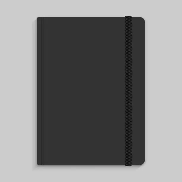 Vector illustration of Moleskin notebook with black elastic band vector image