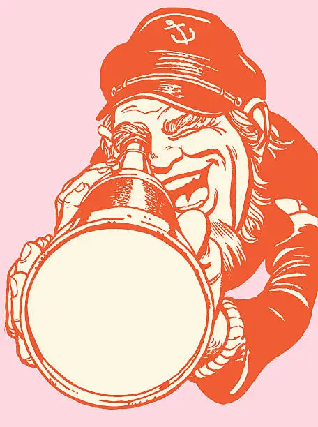 Vector illustration of Captain Looking Through Spyglass