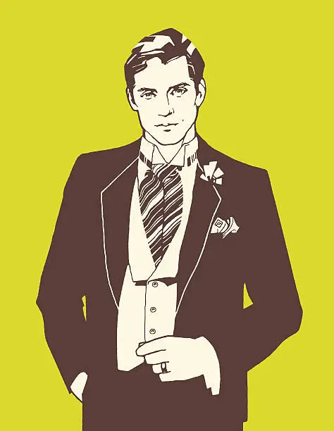Vector illustration of Man Wearing Ascot Tie