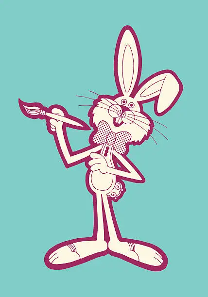 Vector illustration of Rabbit Holding Carrot