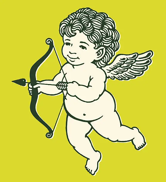 Vector illustration of Cupid With Bow and Arrow