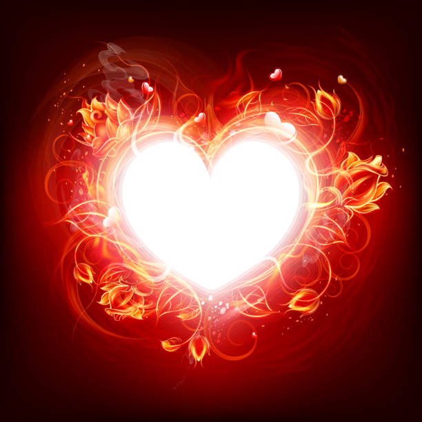 ilustraciones, imágenes clip art, dibujos animados e iconos de stock de fire burning corazón - rose valentines day flower single flower