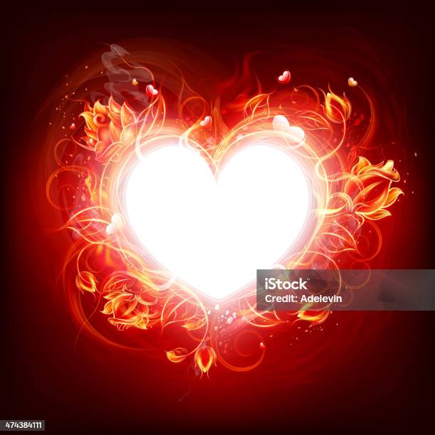 Ilustración de Fire Burning Corazón y más Vectores Libres de Derechos de Símbolo en forma de corazón - Símbolo en forma de corazón, Calor, Fuego