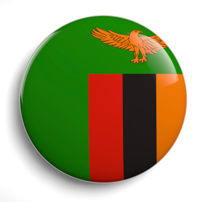 Zambia flag icon. Clipping path included.
