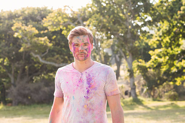 istock Young man covered in powder paint 474394150
