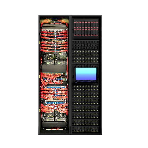 Computer Network Servers Modern Computer Network Servers, Isolated On White. network server rack isolated three dimensional shape stock pictures, royalty-free photos & images