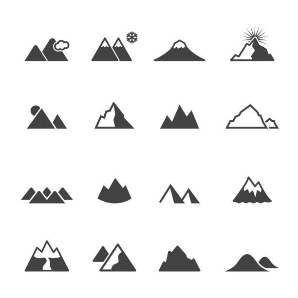 mountain icons mountain icons, mono vector symbols pennine alps stock illustrations