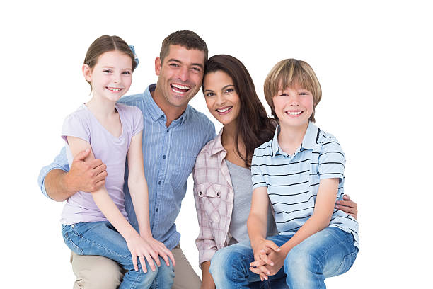 istock Happy children sitting on parents laps 474403012