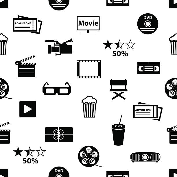 ilustraciones, imágenes clip art, dibujos animados e iconos de stock de iconos de películas y cine patrón sin costuras vector eps10 - repeating background video