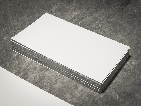 Clean white hardcover book on concrete background. Publish and mock up concept. 3D Rendering