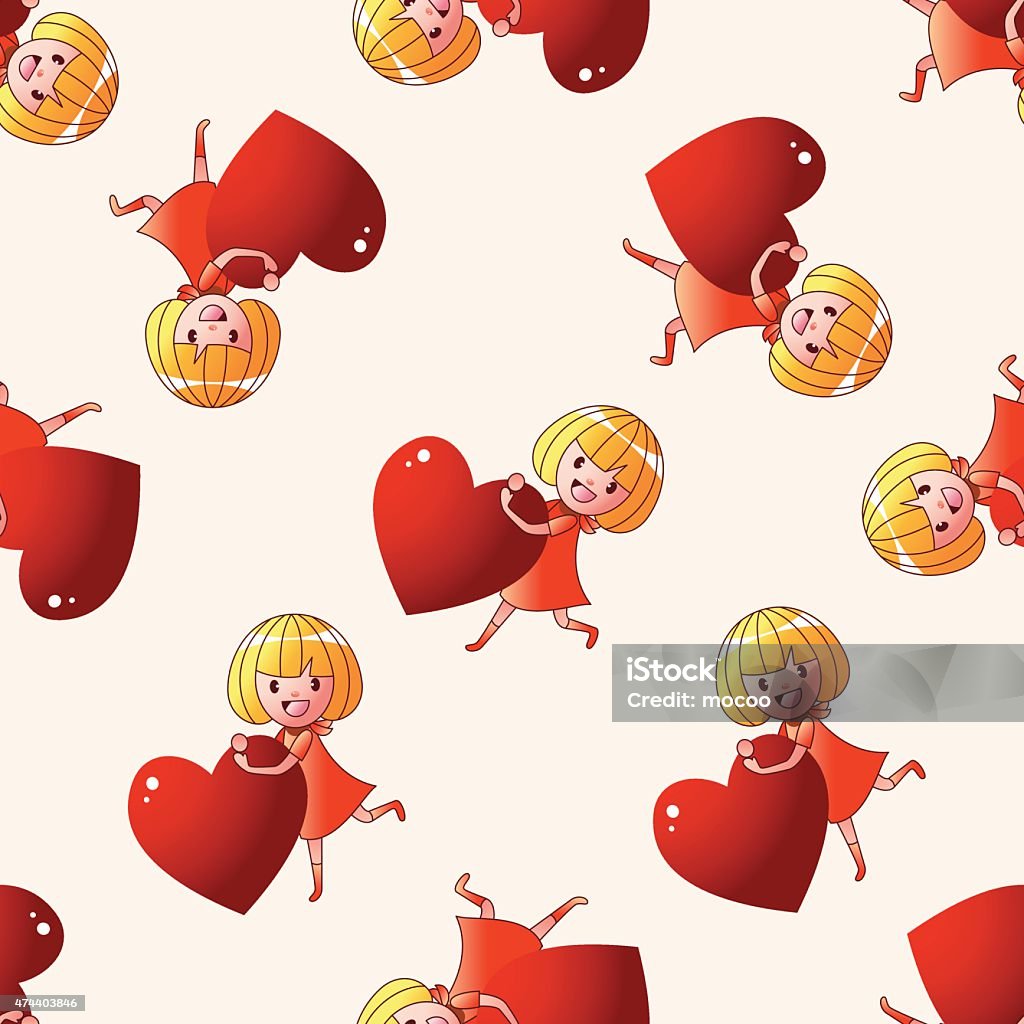 Kid Heart Pattern Little Kid With Heart Cartoon Seamless Pattern Background Stock ...