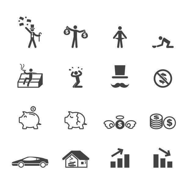 stockillustraties, clipart, cartoons en iconen met rich and poor icons - armoede