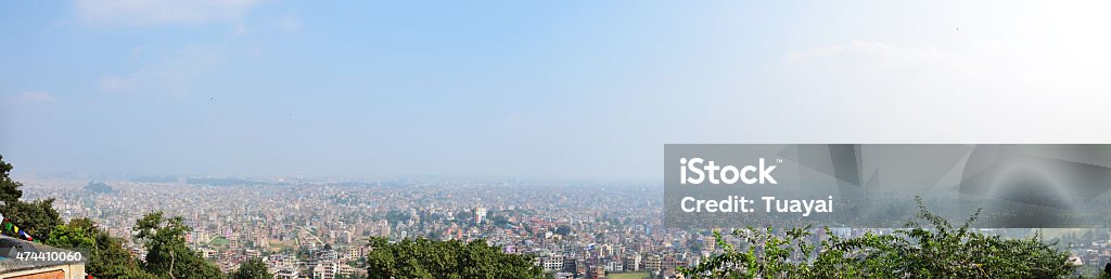 Panorama Cityscape of Kathmandu Nepal Panorama Cityscape of Kathmandu Nepal look at on Swayambhunath Temple or Monkey Temple. 2015 Stock Photo