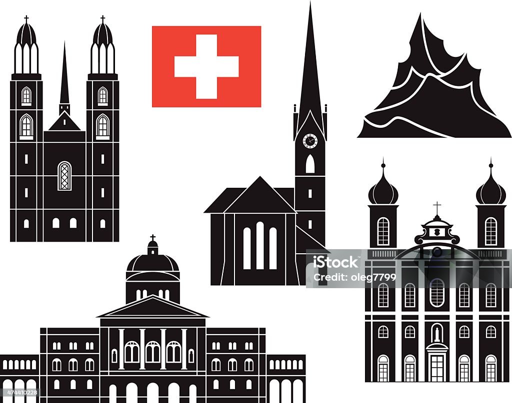 Switzerland ( EPS. JPEG ) Grossmunster Cathedral stock vector