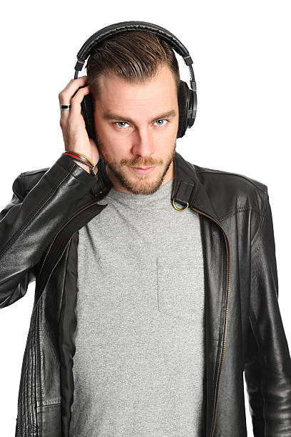 istock Fashionable DJ in leather jacket 474410874