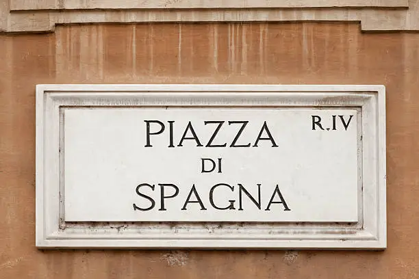 Photo of Piazza di Spagna  street sign in Rome, Italy