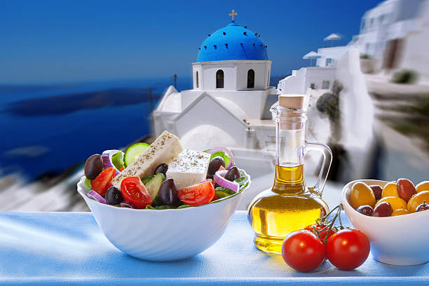 istock Greek salad in Santorini island, Greece 474414946