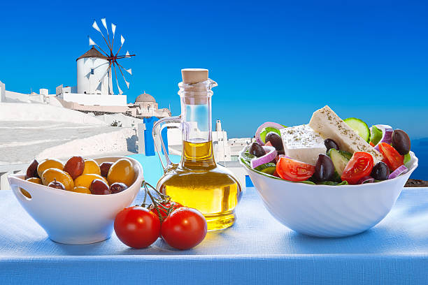istock Greek salad in Santorini island, Greece 474414968