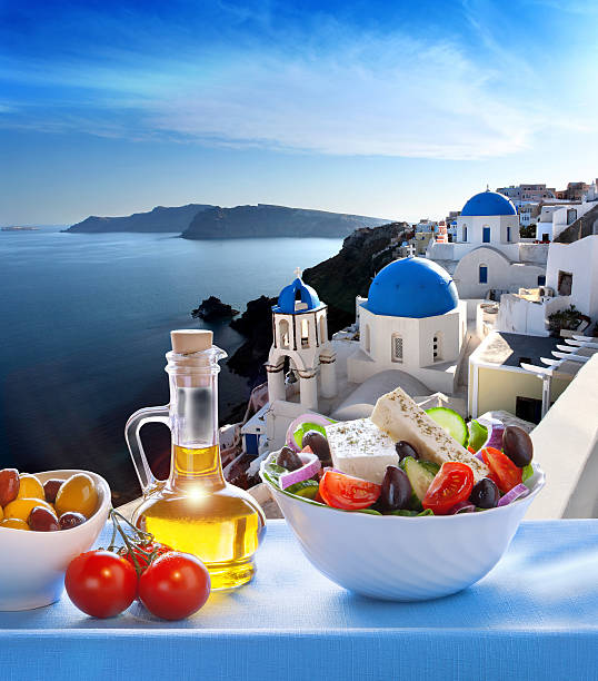 istock Greek salad in Santorini island, Greece 474414984