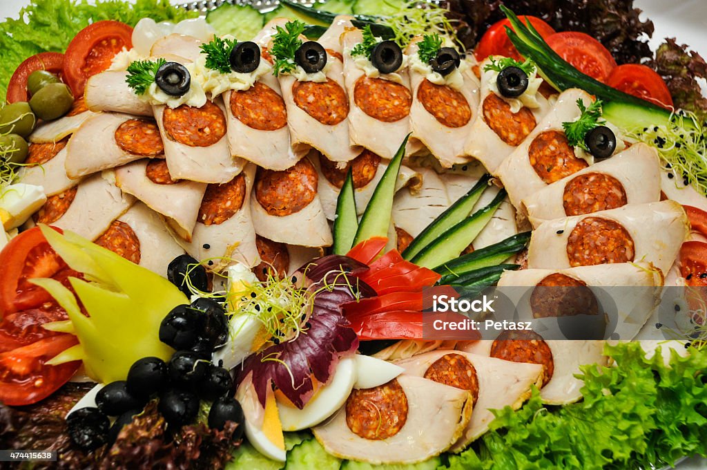 Meat delicatessen plate Fresh meat delicatessen plate 2015 Stock Photo