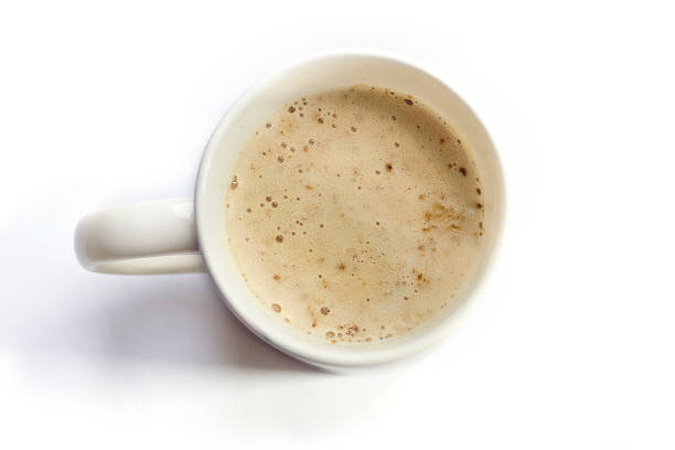 tasse de cappuccino.  vue du haut - koffie photos et images de collection