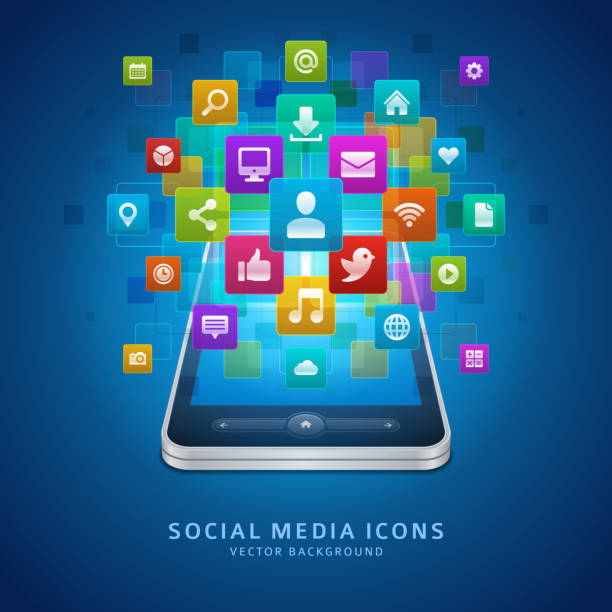istock Social media infigraphics icons and mobile phone 474418041