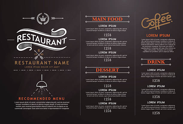 vintage and art restaurant menu design. vintage and art restaurant menu design. menu stock illustrations